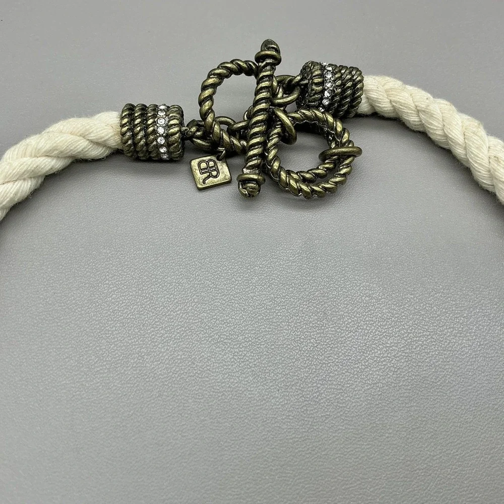 Banana Republic Necklace‎ Gold Tone White Cord Teardrop Bib Statement Jewelry